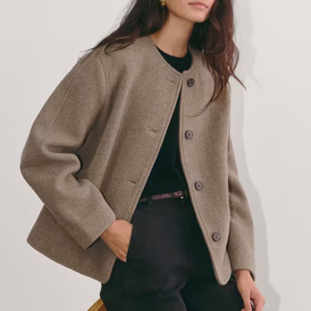 Cocoon Coat in Wool - Heather Taupe